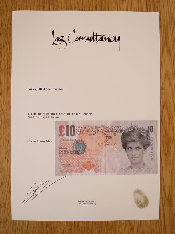 Banksy, ‘GENUINE Di-Faced Tenner with COA hand-signed’, 2004, Drawing, Collage or other Work on Paper, Bank note, AYNAC Gallery