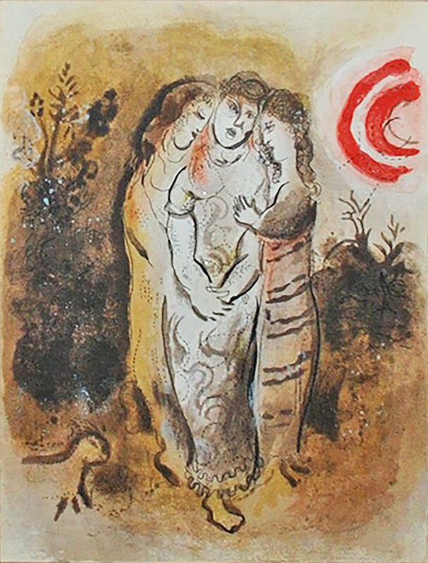 Marc Chagall, ‘ Naomi and Her Daughters-in-Law’, 1960, Print, Lithograph, Georgetown Frame Shoppe
