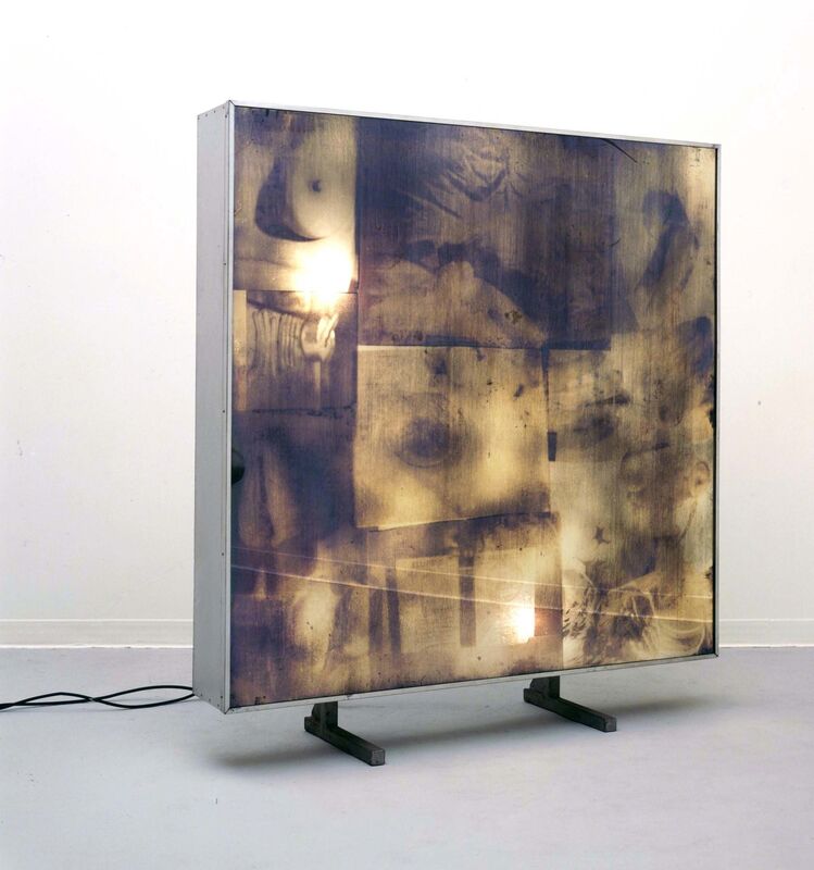 Robert Rauschenberg, ‘Audition (Carnal Clock)’, 1969, Mirrored Plexiglas and silkscreen ink on Plexiglas in metal frame with concealed electric lights and clock movement, Robert Rauschenberg Foundation