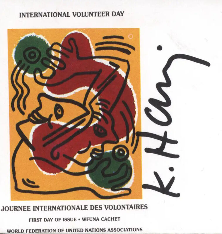 Keith Haring, ‘Signed Keith Haring International Volunteer Day mailer’, 1988, Ephemera or Merchandise, Offset lithograph, Lot 180 Gallery