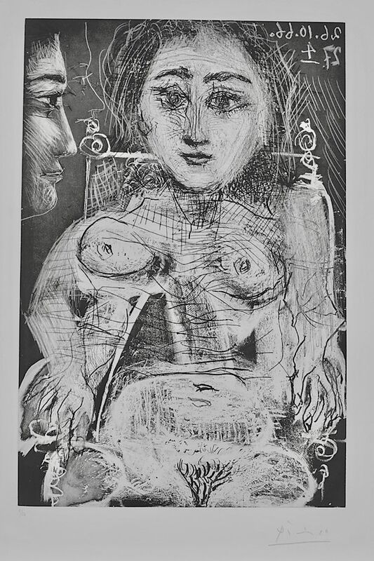 Pablo Picasso, ‘Portrait of Jacqueline in the Armchair’, 1966, Print, Original Etching and Aquatint on BFK Rives Wove Paper, Thou Art