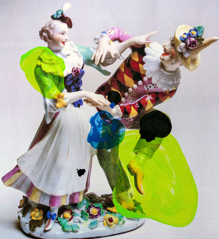 Markus Hanakam & Roswitha Schuller, ‘Harlekin und Colombine, tanzend. Modell von Kaendler, Juni 1744’, 2020, Photography, Acrylic ink on Kodak endura, Galerie Krinzinger