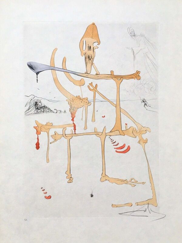 Salvador Dalí, ‘Paysage avec Squelette (Landscape w/Skeleton)’, 1975, Print, Engraving with pochoir on Japon paper, Art Commerce