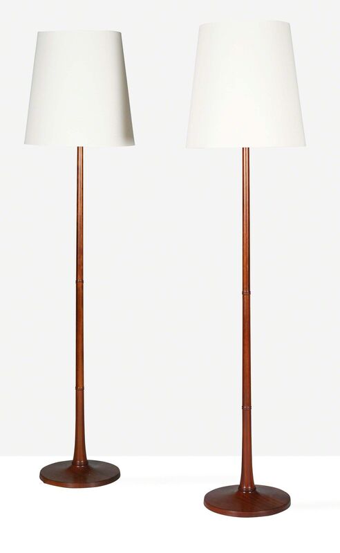 Esben Klint, ‘Floor lamps, pair’, circa 1960, Design/Decorative Art, Mahogany, fabric, Aguttes