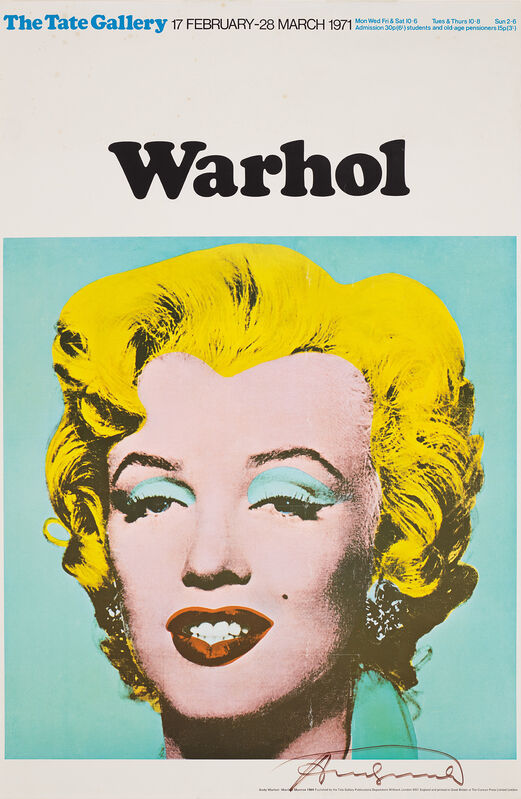 Andy Warhol, ‘Marilyn (Exhibition poster for 'Warhol: The Tate Gallery')’, 1971, Print, Offset lithograph in colours, on smooth wove paper, the full sheet., Phillips