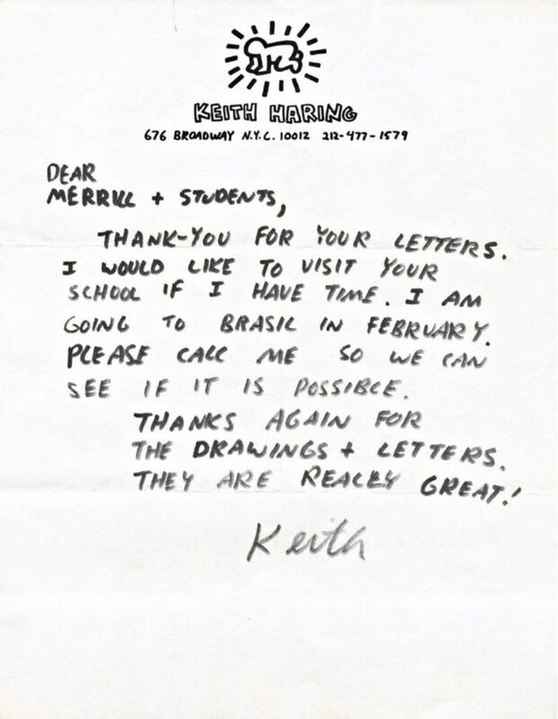 Keith Haring, ‘Handwritten Letter’, ca. 1987, Drawing, Collage or other Work on Paper, Ink on Haring's Private letterhead Stationery, Hand written and hand signed by Keith Haring, Alpha 137 Gallery