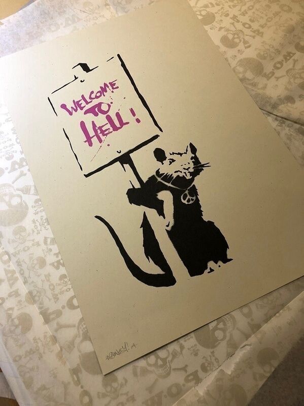 Banksy, ‘Rat Welcome to Hell Pink’, 2003, Print, 2 color silk screen print, 727Gallery