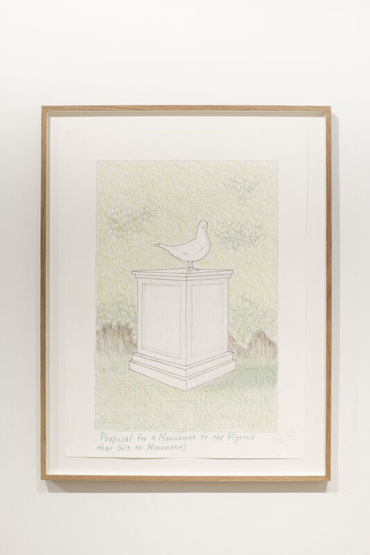 Peter Land, ‘Proposal for a Monument for the Pigeons that shit on Monuments’, 2020, Drawing, Collage or other Work on Paper, Colour pencil on paper, KETELEER GALLERY
