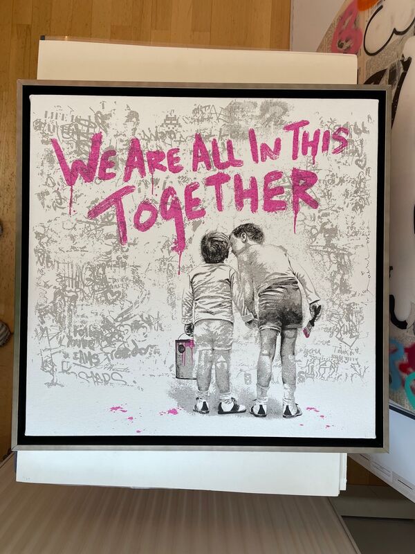 Mr. Brainwash, ‘We Are All In This Together (Fuschia)’, 2020, Print, Silkscreen and acrylic paint on canvas mounted on wood, Artsy x Tate Ward