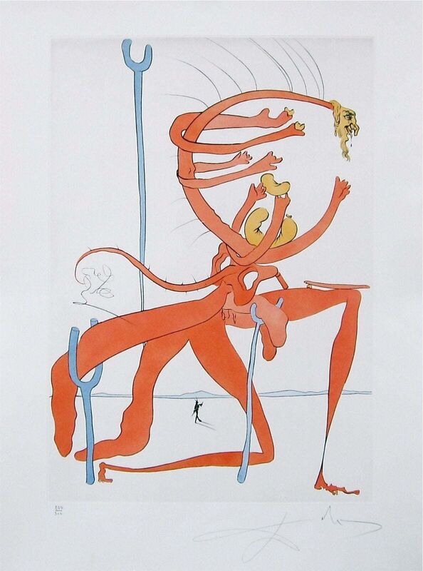 Salvador Dalí, ‘Figure Rouge avec Portrait de Quevedo’, 1975, Print, Engraving with pochoir on Japon paper, Art Commerce
