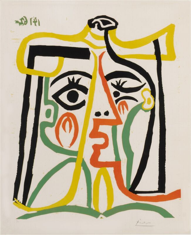 Pablo Picasso, ‘Portrait De Jacqueline Au Chapeau De Paille’, 1962, Print, Linoleum cut printed in colors, Gallery Red