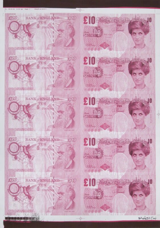 Banksy, ‘Di-Faced Tenners (uncut sheet)’, 2004, Print, Offset lithograph on paper, Julien's Auctions