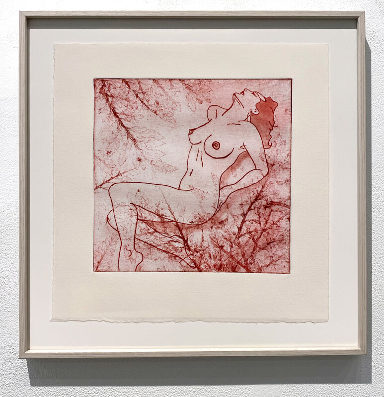Indira Cesarine, ‘Girl in Red’, 2017, Drawing, Collage or other Work on Paper, Intaglio Etching and Watercolor on Cotton Paper, Framed, The Untitled Space