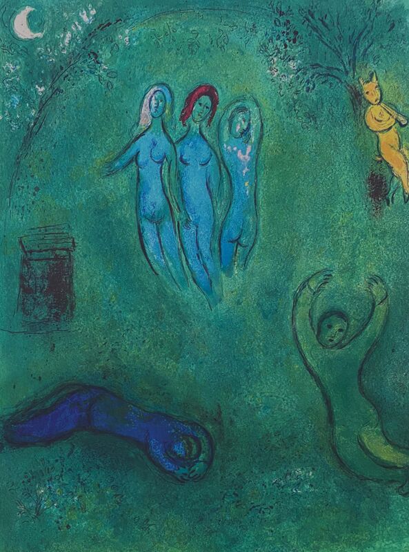 Marc Chagall, ‘“Le Songe de Daphnis et les Nymphes (Daphnis’ Dream and the Nymphs),” from Daphnis et Chloé (Cramer 46; Mourlot 325)’, 1977, Ephemera or Merchandise, Offset lithograph on wove paper, Art Commerce