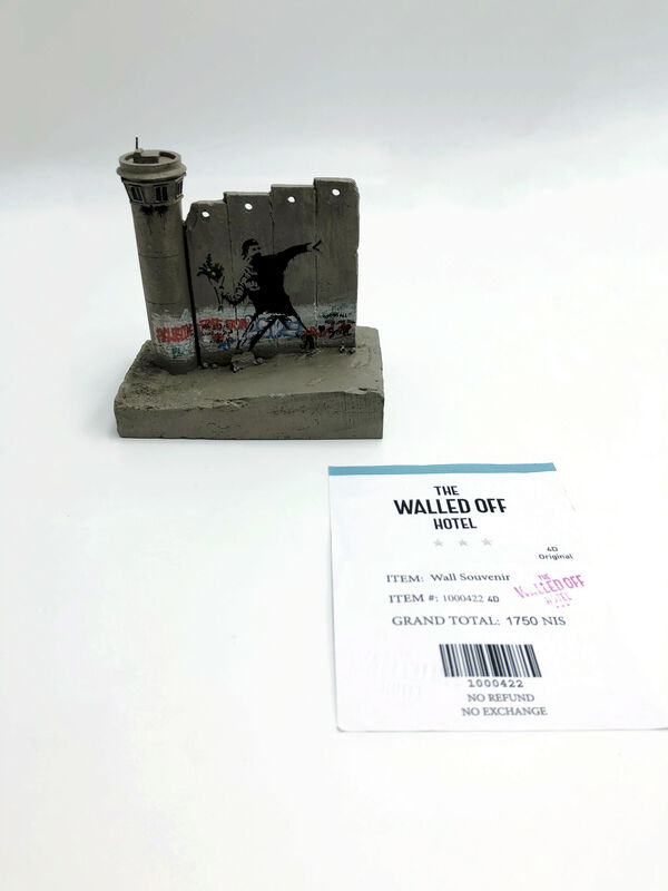 Banksy, ‘Walled Off Hotel - Wall Sculpture (Flower Thrower)’, 2019, Sculpture, Miniature concrete souvenir sculpture, hand painted by local artists, Lougher Contemporary Gallery Auction