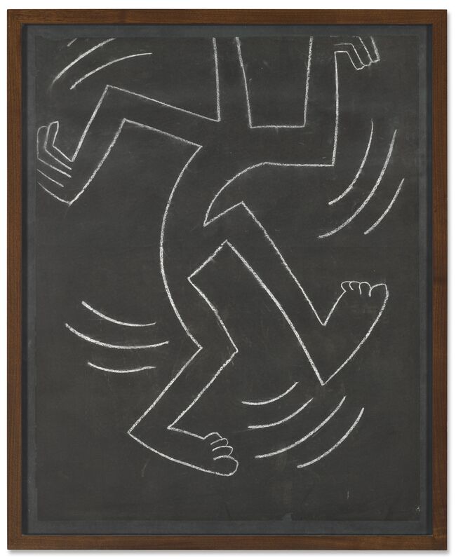 Keith Haring, ‘Untitled ('Dancing Man')’, ca. 1984, Drawing, Collage or other Work on Paper, Chalk, NYC subway paper, Artificial Gallery