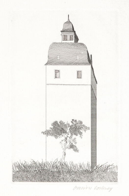 David Hockney, ‘The Bell Tower’, 1969, Print, Etching and Aquatint, Gerrish Fine Art
