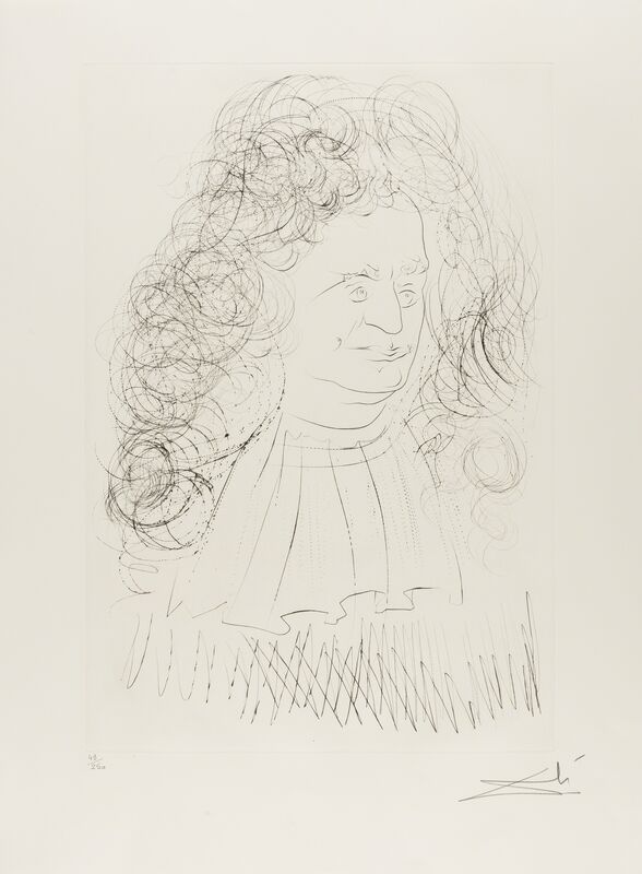 Salvador Dalí, ‘Portrait of La Fontaine (from La Fontaine's Bestiary Dalinized) (M & L 653; Field 74-1-A)’, 1974, Print, Etching with drypoint, on Arches paper, Forum Auctions