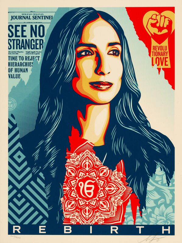 Shepard Fairey, ‘Rebirth’, 2021, Print, Screenprint in colors on speckled cream paper, Heritage Auctions