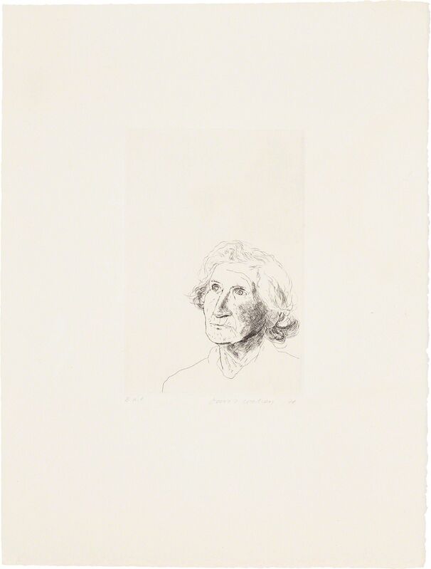 David Hockney, ‘My Mother Today: as a Study for Félicité in "A Simple Heart" of Gustave Flaubert’, 1974, Print, Etching, on Arches paper, with full margins, Phillips