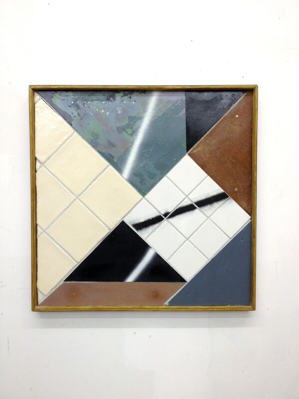 Clemens Behr, ‘WC Tangram mit Ghettolines’, 2013, Mixed Media, Tiles, Wood, Spraypaint