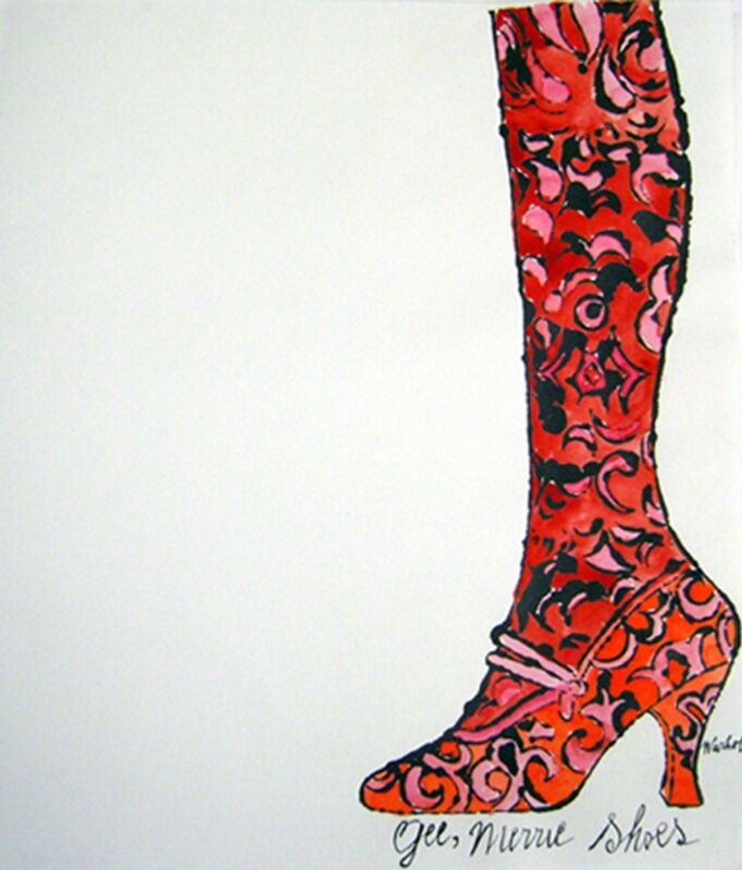 Andy Warhol, ‘Gee, Merrie Shoes (Red)’, 1956, Drawing, Collage or other Work on Paper, Unique offset lithograph & watercolor on Mohawk paper, Collectors Contemporary