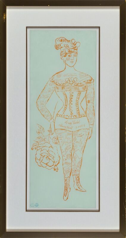 Andy Warhol, ‘Tattooed Woman Holding Rose’, c. 1955, Print, Offset lithograph in colors on thin green wove paper, Heritage Auctions