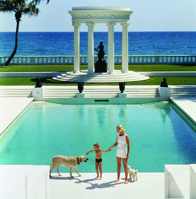 Slim Aarons, ‘The Good Life, 1955: C.Z. Guest and her son Alexander and dog at the pool at their home Villa Artemis in Palm Beach, Florida’, 1955, Photography, C-Print, Staley-Wise Gallery