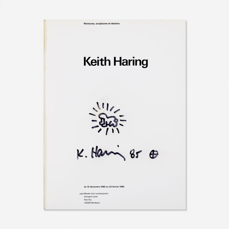 Keith Haring, ‘Drawing in exhibition catalog from CAPC Museum of Contemporary Art, Bordeaux, France’, 1985, Drawing, Collage or other Work on Paper, Marker on first page, Rago/Wright/LAMA