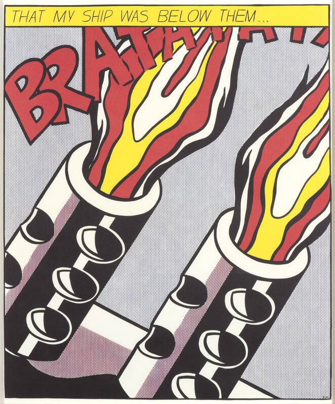 Roy Lichtenstein, ‘As I Opened Fire ’, ca. 1966, Print, Lithograph in red, yellow, blue and black on paper As I Opened Fire - Triptych, RestelliArtCo.