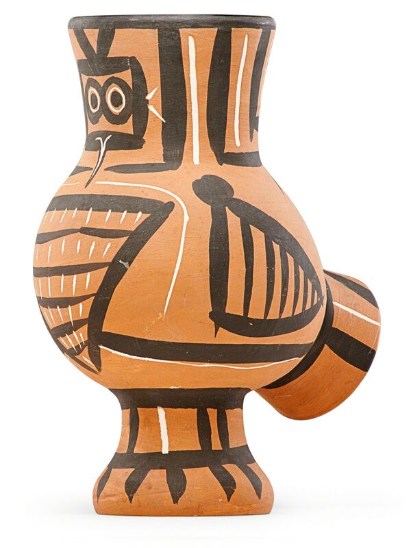 Pablo Picasso, ‘Vase, Mat Wood Owl (Chouette Mate), France’, des. 1958, Design/Decorative Art, Earthenware, incised and decorated in engobes, glazed interior, Rago/Wright/LAMA