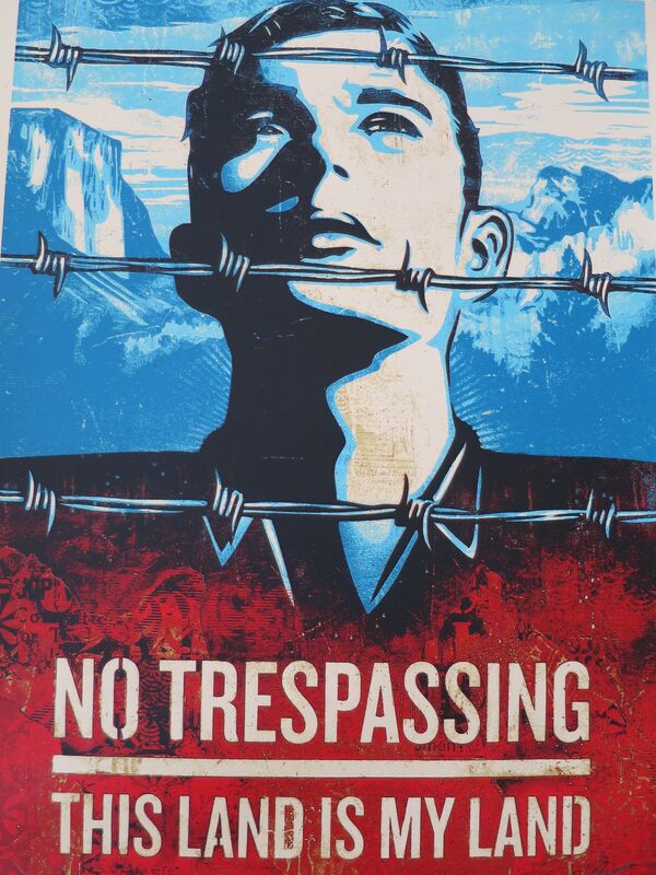 Shepard Fairey, ‘No Trepassing’, 2012, Print, Speckletone paper, AYNAC Gallery