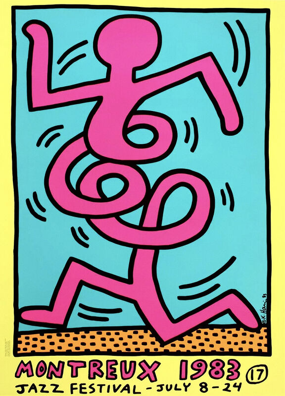 Keith Haring, ‘Montreuz Jazz De Festival (Yellow)’, 1983, Print, Screen print in colours on wove paper, Tate Ward Auctions
