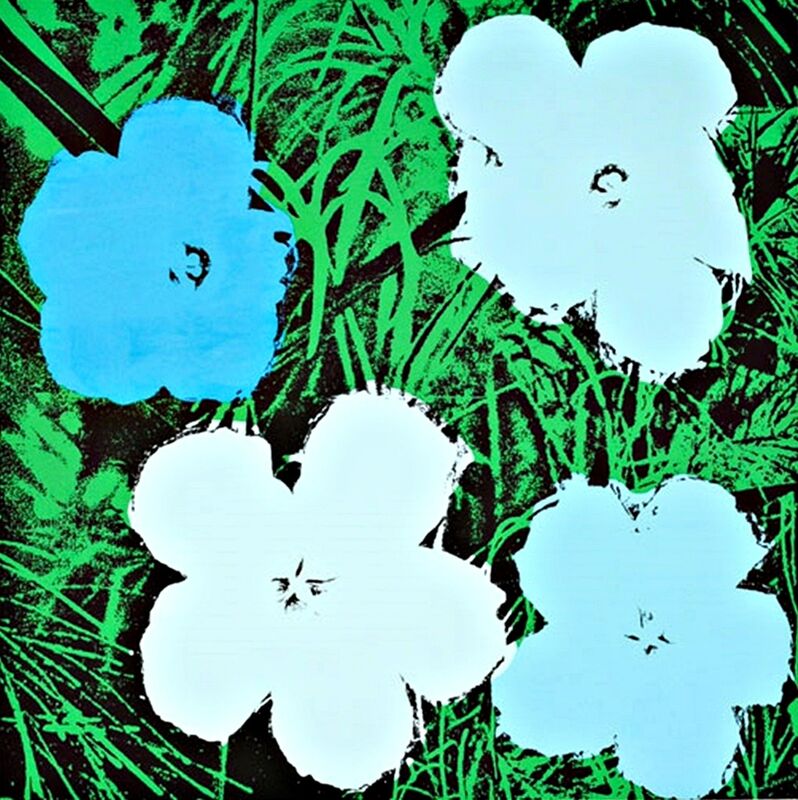 Andy Warhol, ‘Blue and White Flowers ’, ca. 1970, Posters, Silkscreen on heavy canson watercolor paper with full margins on linen canvas backing, Alpha 137 Gallery