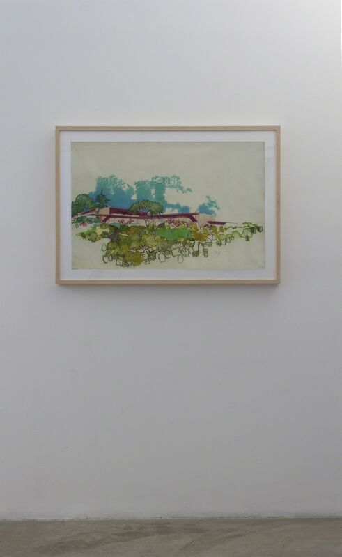 Richard Neutra, ‘Perspective Rendering, Unidentified Residence’, circa 1954, Drawing, Collage or other Work on Paper, Pastel and graphite on paper, Edward Cella Art and Architecture