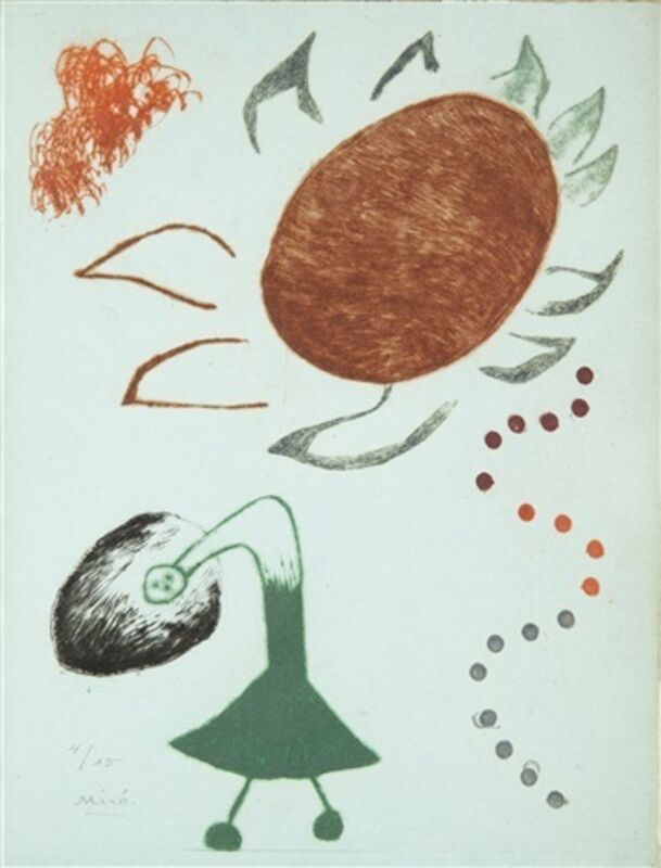 Joan Miró, ‘Untitled from Au Paradis des Fantômes’, 1938, Print, Drypoint and aquatint, printed in color on Montval blue paper, Isselbacher Gallery