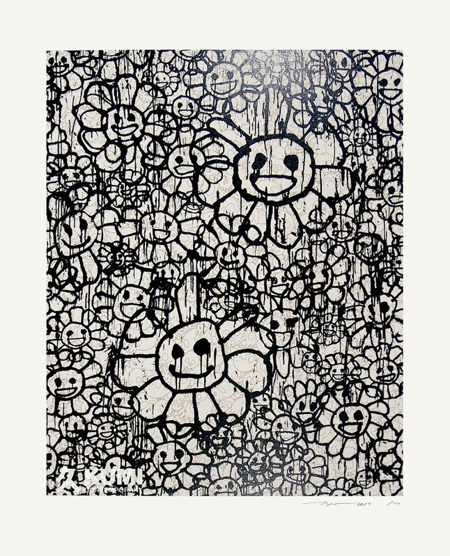 Takashi Murakami, ‘Murakami x MADSAKI Flowers Beige A’, 2017, Painting, Silkscreen, Kumi Contemporary / Verso Contemporary