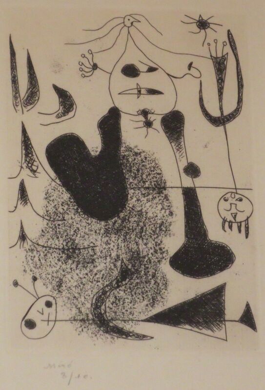 Joan Miró, ‘Sablier couche’, 1938, Print, Etching, printed in black on laid paper, Isselbacher Gallery