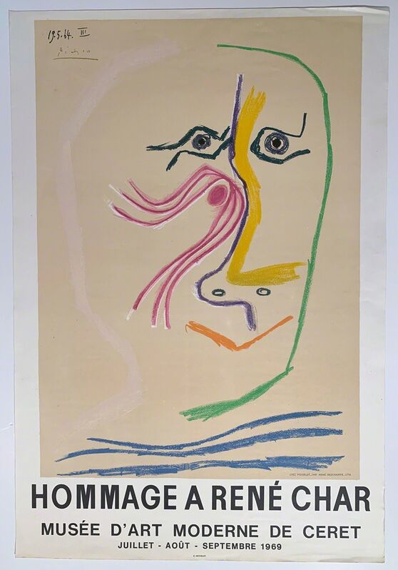 Pablo Picasso, ‘PIcasso, Hommage A Rene Char Musee D/Art Moderne de Cheret’, 1969, Reproduction, High Quality Lithographic Poster, David Lawrence Gallery