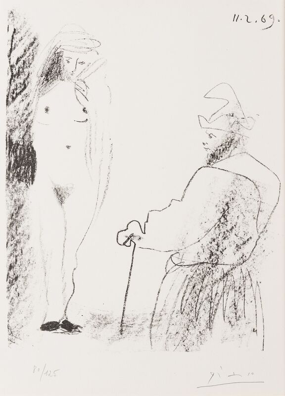 Pablo Picasso, ‘Femme Nue et Homme a la Canne (Bloch 1464)’, 1969, Print, Transfer lithograph, Forum Auctions