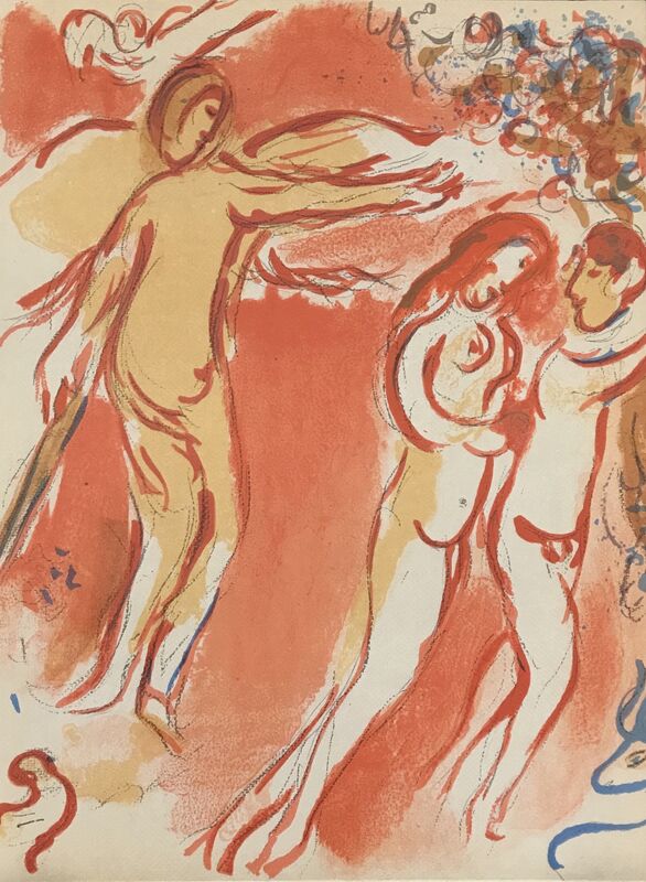 Marc Chagall, ‘Adam and Eve are Banished from Paradise’, 1960, Print, Lithograph, Georgetown Frame Shoppe