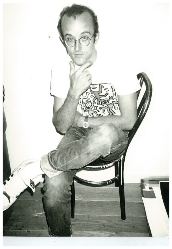 Andy Warhol, ‘Andy Warhol, Photograph of Keith Haring at The Factory circa 1983’, ca. 1983, Photography, Silver Gelatin Print, Hedges Projects