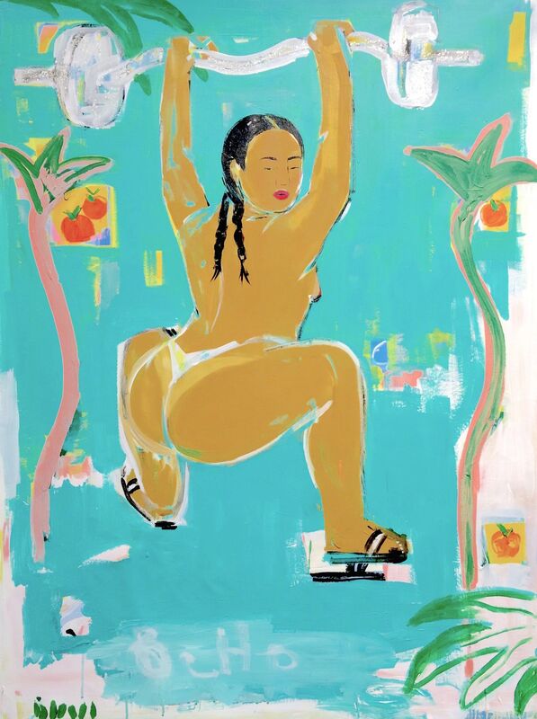 Monica Kim Garza, ‘Squatting Between Orange Trees’, 2017, Painting, Acrylic on canvas, New Image Art 