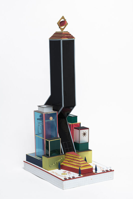Bodys Isek Kingelez, ‘Black Tower’, 2000, Sculpture, Cardboard, plastic, felt, paper and graphite, Galerie Natalie Seroussi