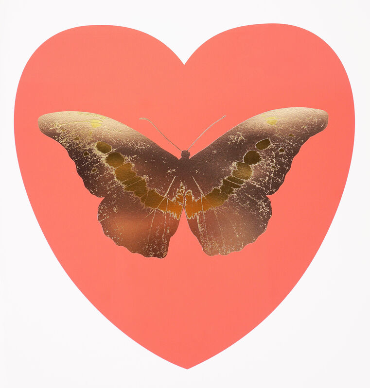 Damien Hirst, ‘'I Love You' Butterfly, White/Coral ’, 2015, Print, Silkscreen, Foil-block, Arton Contemporary