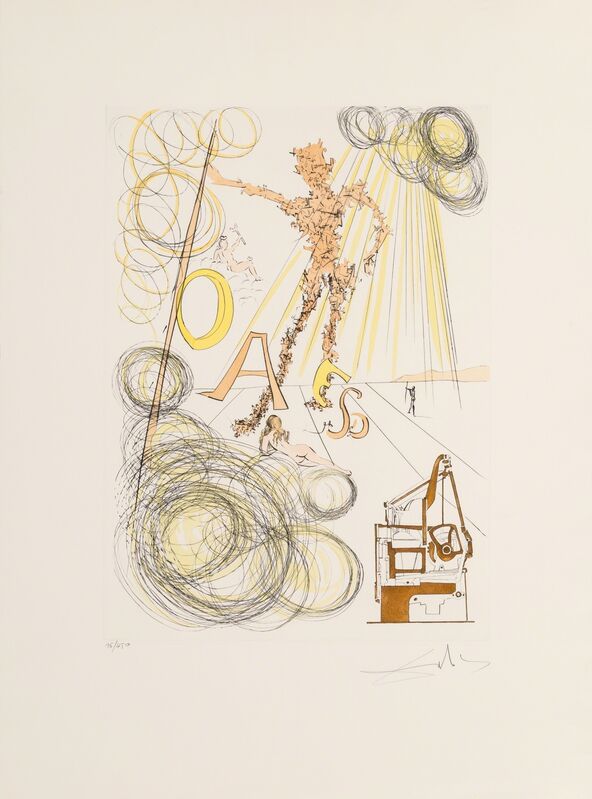Salvador Dalí, ‘La linotype, from Hommage a Leonardo da Vinci’, 1975, Print, Etching with pochoir in colors on Arches paper, Heritage Auctions