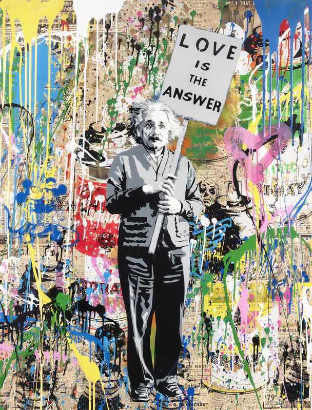 Mr. Brainwash, ‘Einstein’, 2018, Mixed Media, Unique, screenprint and mixed media on paper, Tate Ward Auctions