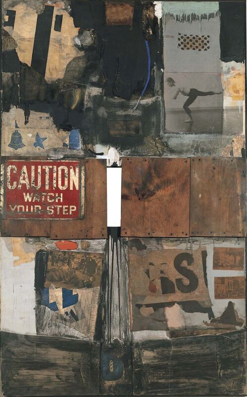 Robert Rauschenberg, ‘Trophy I (for Merce Cunningham)’, 1959, Combine: oil, graphite, metallic paint, paper, fabric, wood, metal, newspaper, printed reproductions, and photograph on canvas, Robert Rauschenberg Foundation