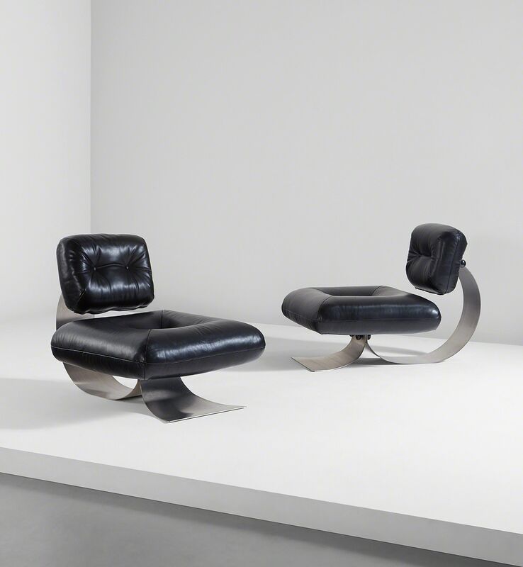 Oscar Niemeyer, ‘Pair of lounge chairs’, circa 1978, Design/Decorative Art, Leather, steel, Phillips