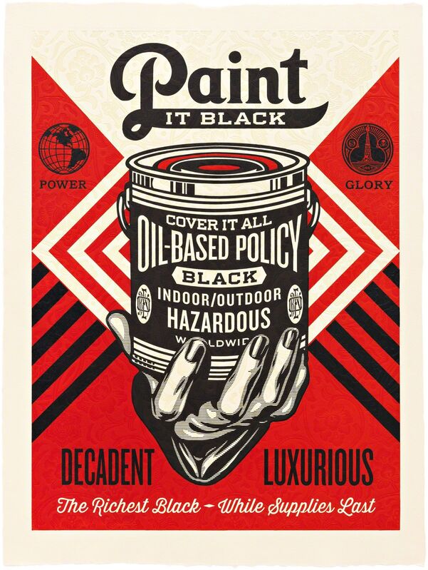 Shepard Fairey, ‘Paint it Black (Hand)’, 2015, Print, Three-color relief on handmade paper, Pace Prints